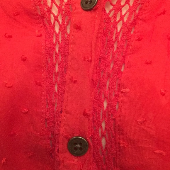 Free People coral red buttondown blouse in large. - Picture 3 of 8